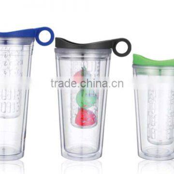 Beautiful Color Plastic Double Wall Cup , Straw Cups , Plastic Wall Cup