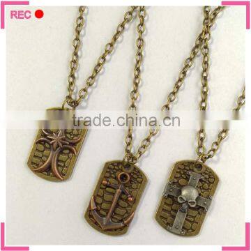 Dog tag necklace for party, antique copper fashion teen necklace jewelry