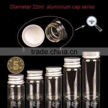 Top quality different size bottle with aluminum cap, penicillin bottle floating bottle glass good luck wishing bottle