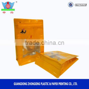 Food Grade Transparent Clear Window Plastic Square Block Bottom With Slider Zipper Bag