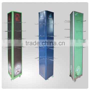 Custom floor standing metal pegboard rotating display stand/earphone display rack/headphone stand