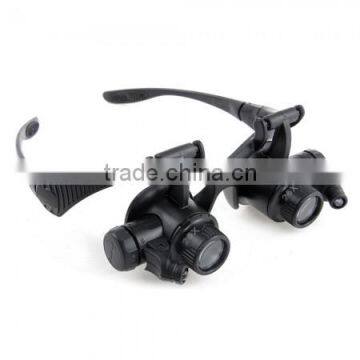 10 15 20 25 LED Double Eye Jeweler Watch Repair Magnifier Glasses Loupe