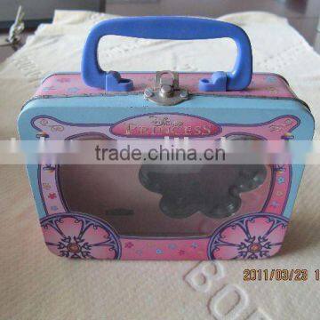 with handle and lock wedding candy tin box