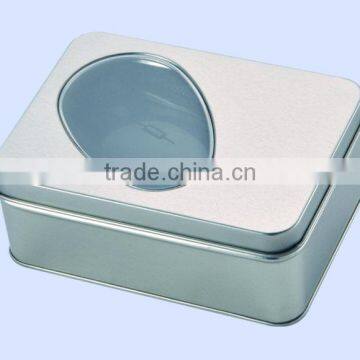 factory price custom gift box hot selling rectangular tin watch box PVC window luxury gift box packaging