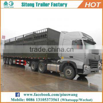 China hot sale 3 axle flatbed trailer with sides bulk cargo transport drop side trailer for sale