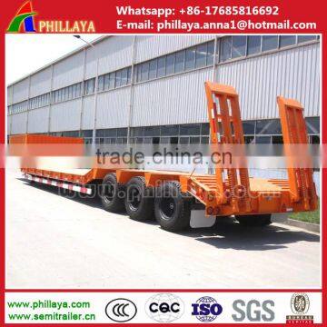 Heavy Duty Tri-axle 60 Ton Low Flatbed Semi Trailer/ Low Bed Truck Trailer for Excavator Transportation photo-5