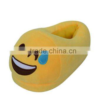 Indoor Embroiderey Plush Cotton Fabric Sunglasses Emoji Slipper photo-3