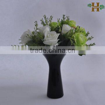 Little Mouth blown black glass vases with bell mouth