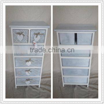 Shabby Chic Wooden Storage Chest Fully Assembled Wood Living Cabinet With White Hanging Hearts Handles photo-4
