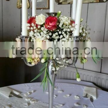 Candelabras Candle Holder 5 Arms For Home & Wedding Decoration in Aluminium With Nickel Finish