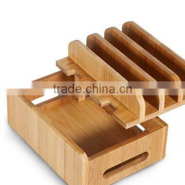 New Multi-device Bamboo Charge Station,storage Box for Mobile Phone photo-4