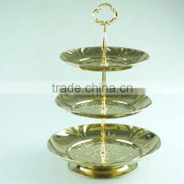 Stainless Steel Metal Flower Plate Salver Metal Decoration With 3 Layer photo-3
