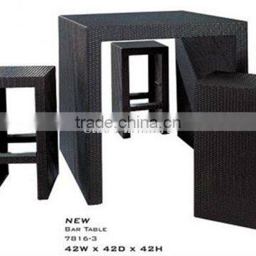 Wholesale Modern Wooden Top Rattan Base Bar Table and Chairs photo-2