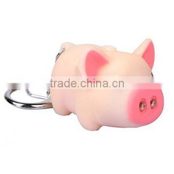 Custom plastic led keychain,OEM plastic led keychain light,Make plastic pig keychain with led light