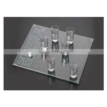 NEW College Game Glass Checkers Set 6 Shot Glass Bar & Drinking Board Game