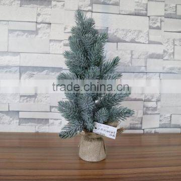 White Flocked Mini Burlap Pine Tree photo-2