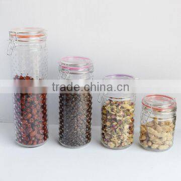 650ml-1800ml Clear Embossed Glass Mason Canning Jar With Flip Sealed Lid photo-2