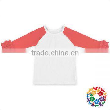 Kids Girls White T Shirts Blank Cotton Tops Long Sleeve Icing Raglan Shirts photo-4