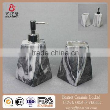 2 Piece Grey Faux-Marble Ceramic Bathroom Accessory Set