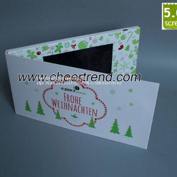 Custom printing lcd video greeting card Lcd video brochure with 5 inch screen for Christmas gifts