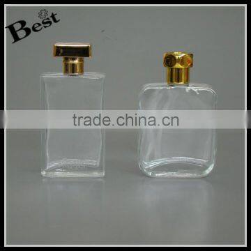 Cosmetic Packaging High Quality 100ml Rectangular Glass Bottle Gold Meta Cap Perfume Clear Bottle Glass China Suppliers photo-4