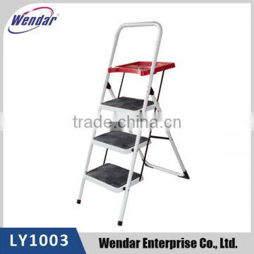 Steel Step Ladder, plastic tool tray, 3-steps