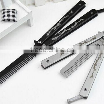 Stainless Steel Folding Practice Training Butterfly Style Knife Comb