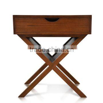 Bedside Panama Cross Legs Brown Mahogany Wood Furniture photo-2