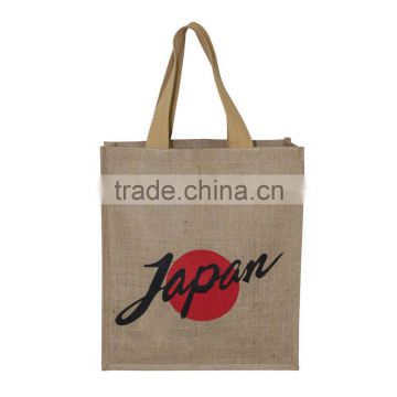 Ecologocal bag for promotion - made from golden fibre jute - inside pp lamination for high strength & water proofing