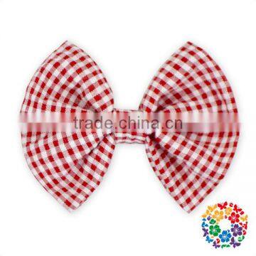 Hot Stripe Top Knot Bow Seersucker Bubble Fabric Hair Accessory Cheap Hair Bows For Girls Boutique