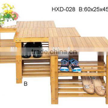 2-tier Shoe Bench Boot Organizing Rack Entryway Storage Shelf 100% Bamboo photo-2