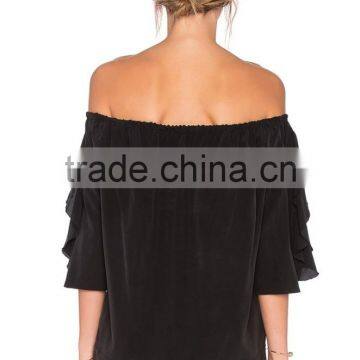 Summer Women Black off Shoulder Design Blouse 2016 photo-3