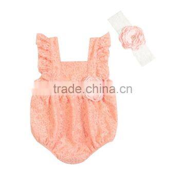 Fashion Design 100% High Quailty Floral Lace Baby Romper Baby Clothes Lace Outfit photo-2