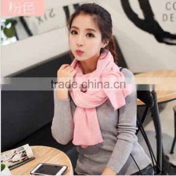 winter lady and women or girls fashion pure color new pink knitting scarf factory