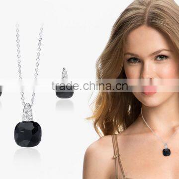 Silver Plated Onyx Stone with CZ Studded Pendantset