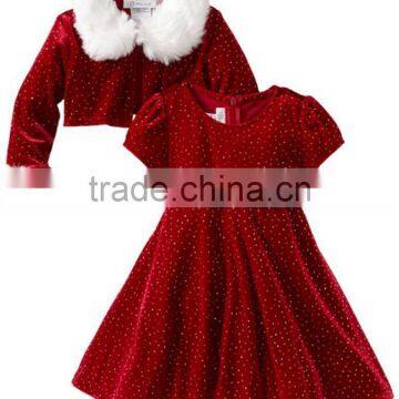 MGOO 2016 Wholesale Red Color New Year Dress For Girl Cape And Tutu Dress Sets Shinning Winter Clothes