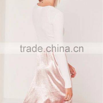 MGOO Plain White Women Silm Fit Knitwear Long Sleeve Sweater Square Neck Ribbed Jumper Private Brand photo-3