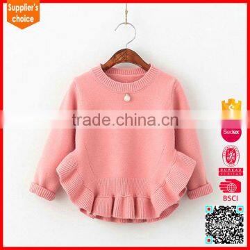 Latest fashion long sleeves crewneck pink pure cashmere sweaters