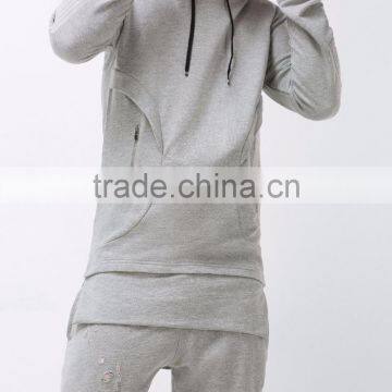 2017 Ripped French Terry Sport Wears Grey Tracksuit Running Suits for Men photo-2