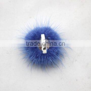 Myfur Wholesale Lovely Design Elegant Real Mink Fur Ball Adjustable Ring photo-2