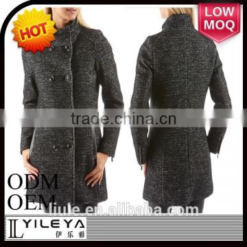 double breasted ladies elegant thick warm winter coat with original weave