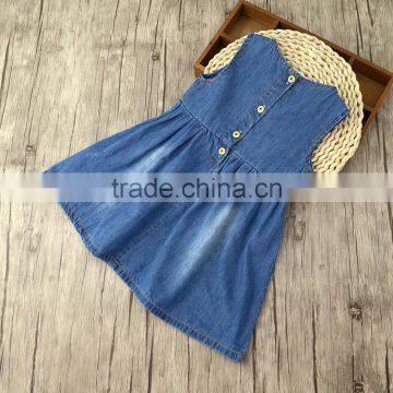 Summer Simple Design Pocket Vest Denim Children Girls Dress photo-2