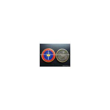 Coin, Medal, Key chain, Lapel pin, Metal badge, Insignial, Metal emblem, Embroidery, Magnet
