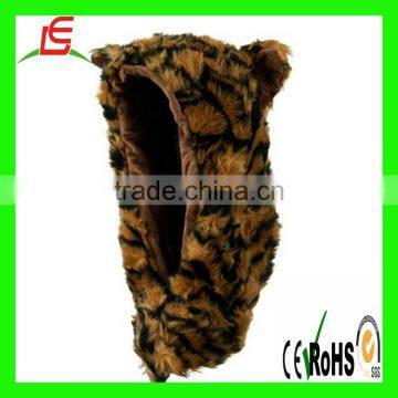 Plush 30CM Furry Animal Tiger Hood Hat For Adults