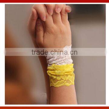 2015 New Fancy Lace Slap Wrist Band For Wedding/Rose Pattern Cotton Wide Elastic Lace Wrist Band