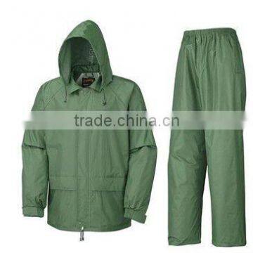 Green Polyester/PVC Waterproof Rain Suit