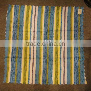 blue yellow white printed strip tablecloth