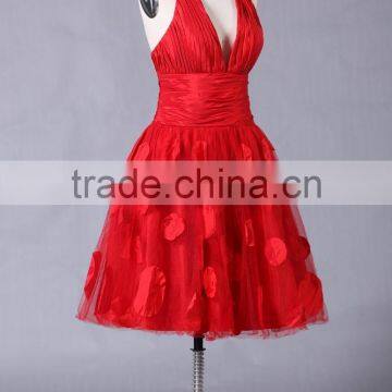 2017 New Designer Ruffle Knee-length Poly Chiffom Evening Dress ED108 photo-3