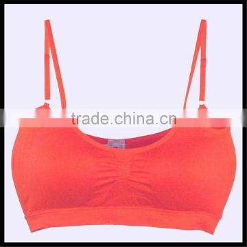 Women's New Seamless orange color Spandex removable padding Cropped Sports Bra Cami Top