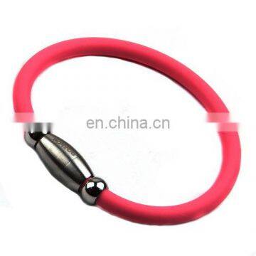 New Arrival Magnetic Buckel Titanium Energy Silicone Stainless Steel Bracelet